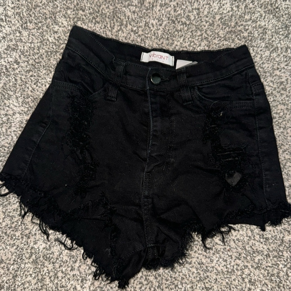 Black Ripped Jean Shorts